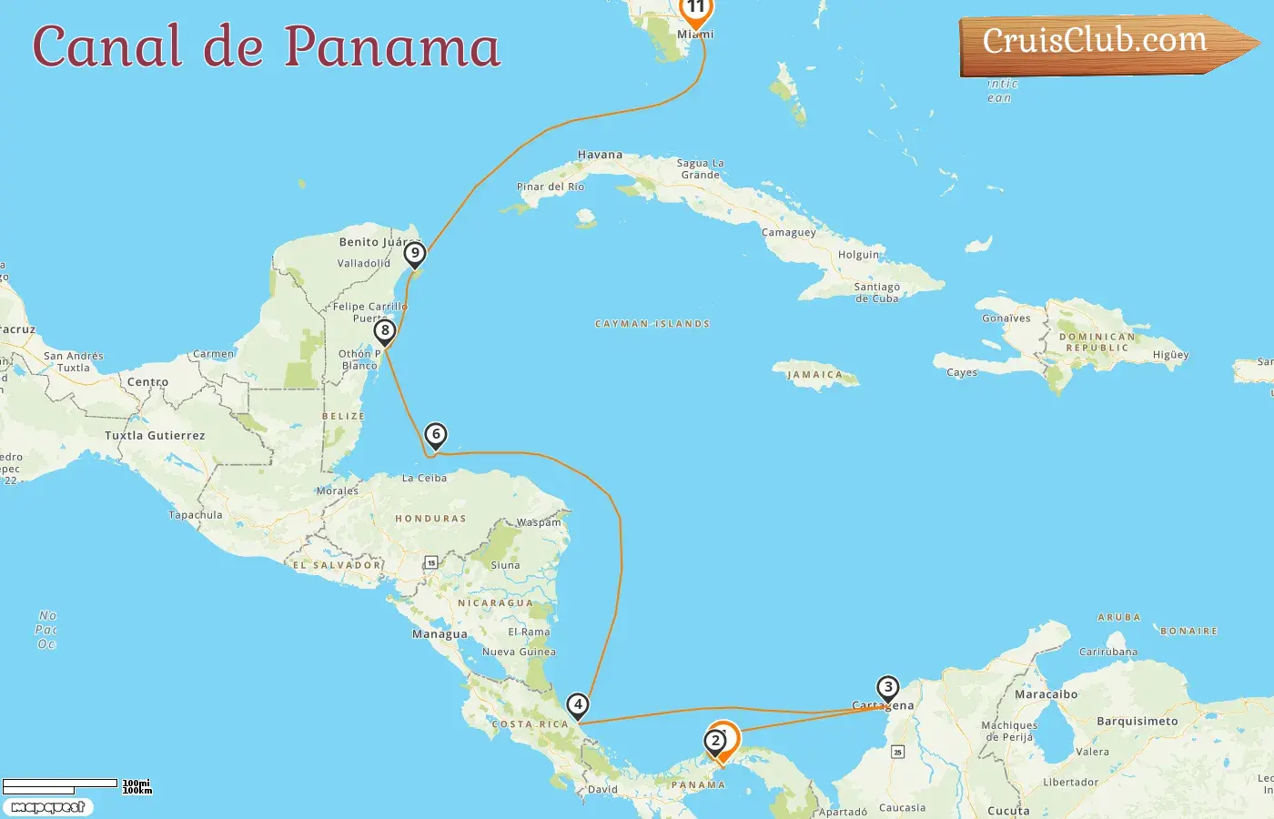 Croisière dans le canal de Panama de Panama à Miami à bord du navire Oceania Insignia avec des visites au Panama, en Colombie, au Costa Rica, au Honduras, au Mexique et aux États-Unis pendant 11 jours