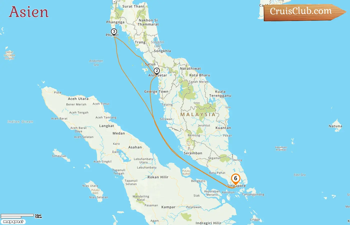 Kreuzfahrt in Asien ab Singapur an Bord des Schiffs Ovation of the Seas mit Zwischenstopps in Singapur, Malaysia und Thailand für 6 Tage