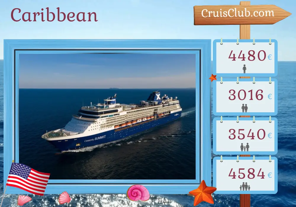 Cruise in the Caribbean from Fort Lauderdale aboard Celebrity Summit ship with visits to USA, Dominican Republic, and Puerto Rico for 10 days