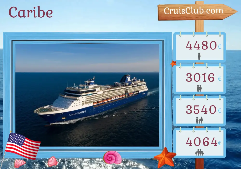 Cruzeiro no Caribe a bordo do navio Celebrity Summit com visitas aos EUA, República Dominicana e Porto Rico por 10 dias