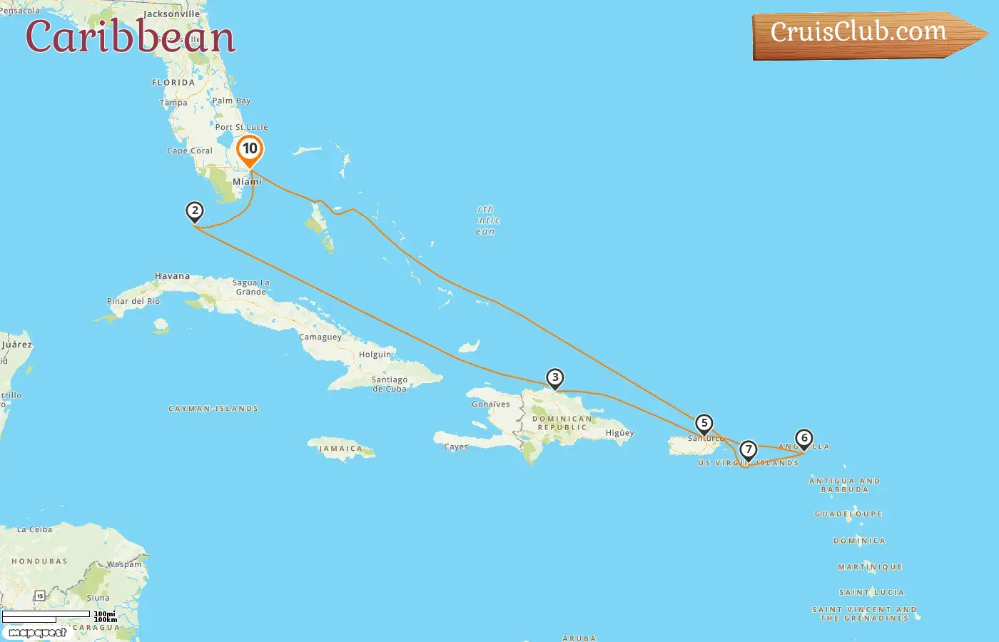 Cruise in the Caribbean from Fort Lauderdale aboard Celebrity Summit ship with visits to USA, Dominican Republic, and Puerto Rico for 10 days