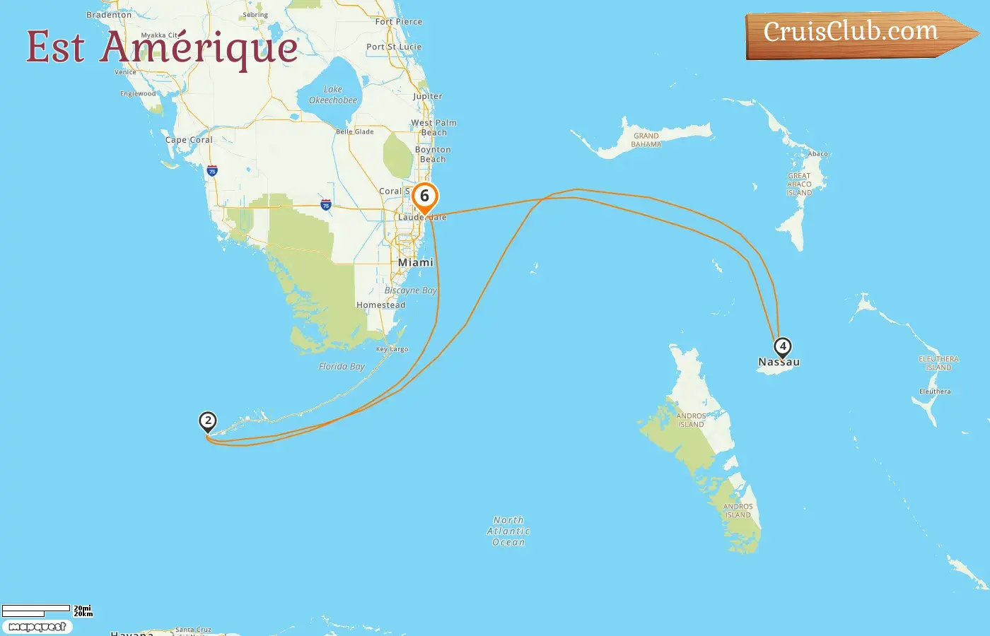 Croisière dans l`est des États-Unis depuis Fort Lauderdale à bord du navire Celebrity Summit avec des visites aux États-Unis et aux Bahamas pendant 6 jours