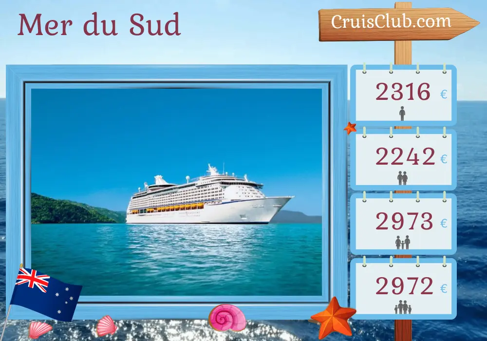 Croisière en mer du Sud depuis Brisbane à bord du navire Voyager of the Seas avec des visites en Australie et au Vanuatu pendant 9 jours