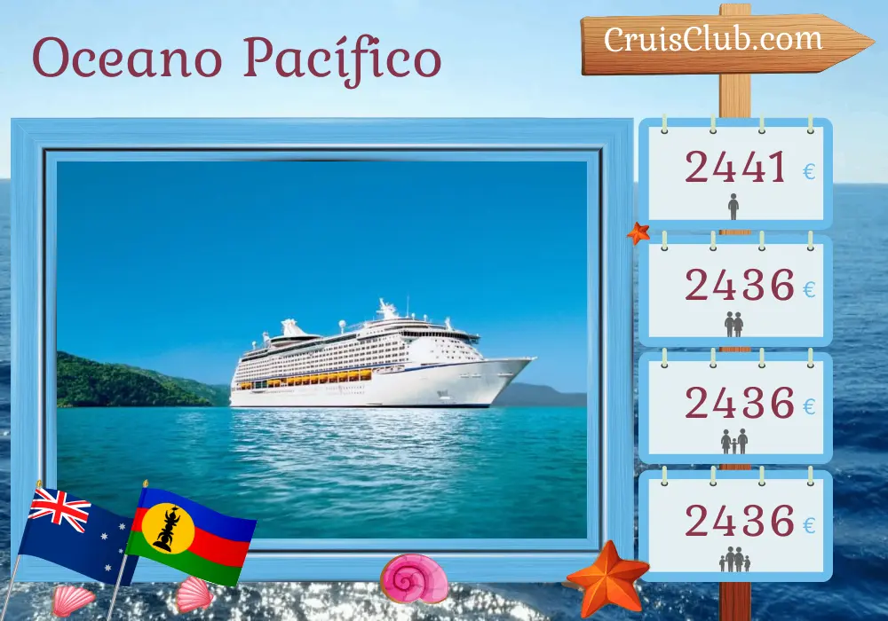 Cruzeiro no Sul do Pacífico de Brisbane a bordo do navio Voyager of the Seas com visitas à Austrália, Nova Caledônia e Vanuatu por 9 dias