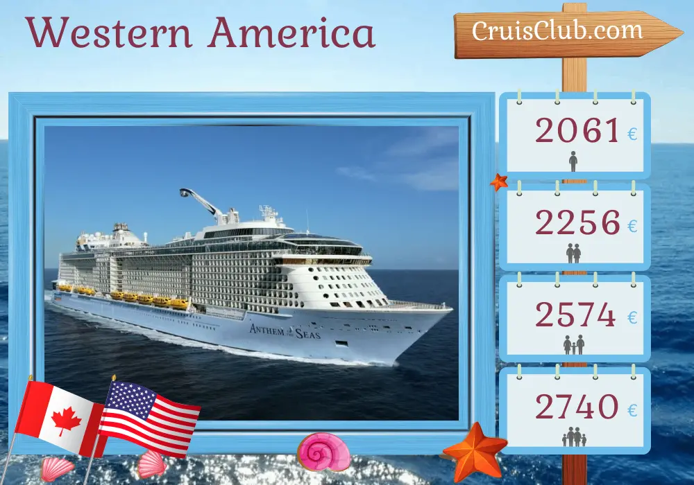 Cruise in the Western America from Vancouver to Honolulu aboard Anthem of the Seas ship with visits to Canada and USA for 10 days