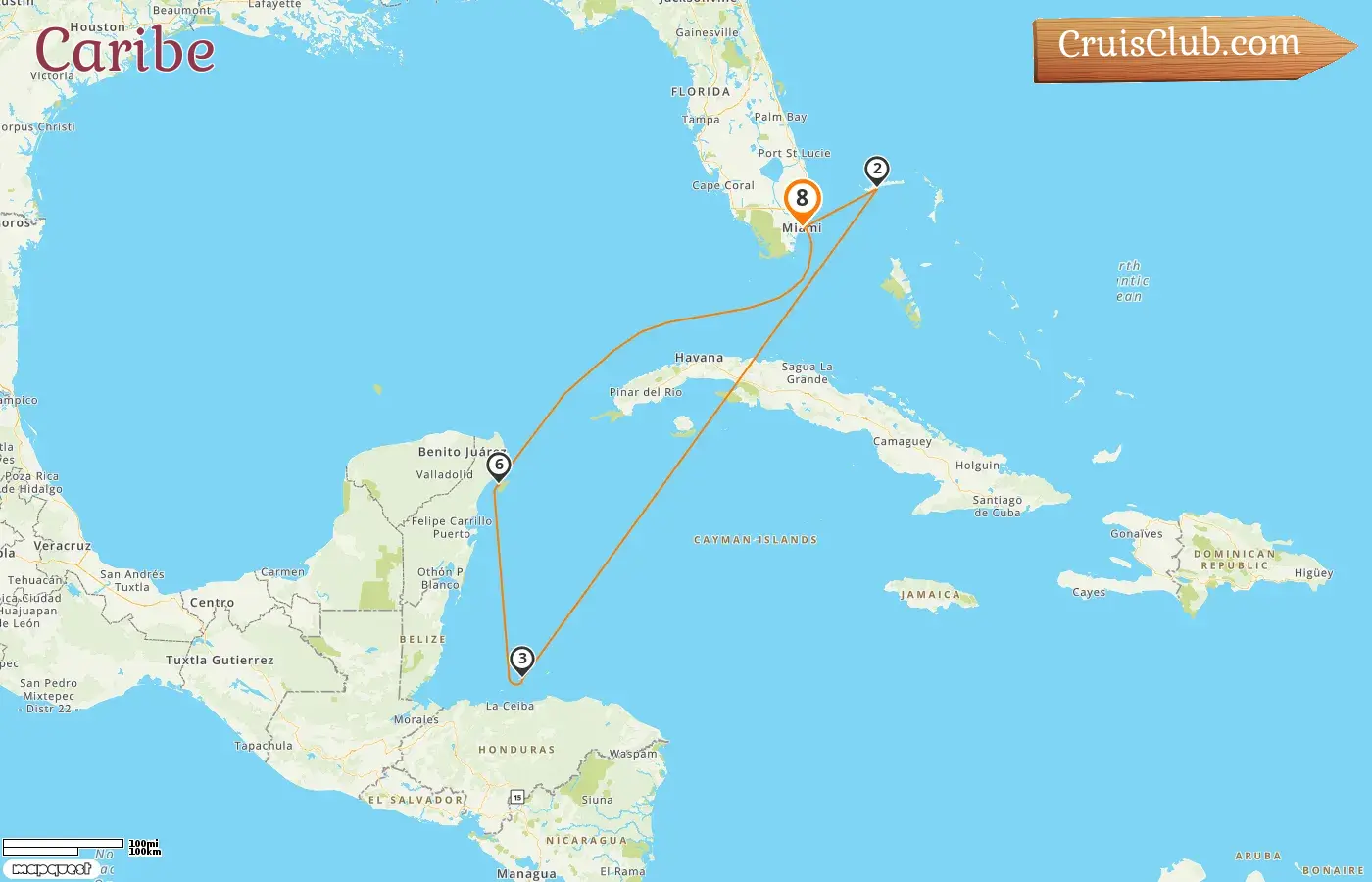 Cruzeiro pelo Caribe de Miami a bordo do navio Carnival Celebration com visitas aos EUA, Bahamas, Honduras e México por 8 dias