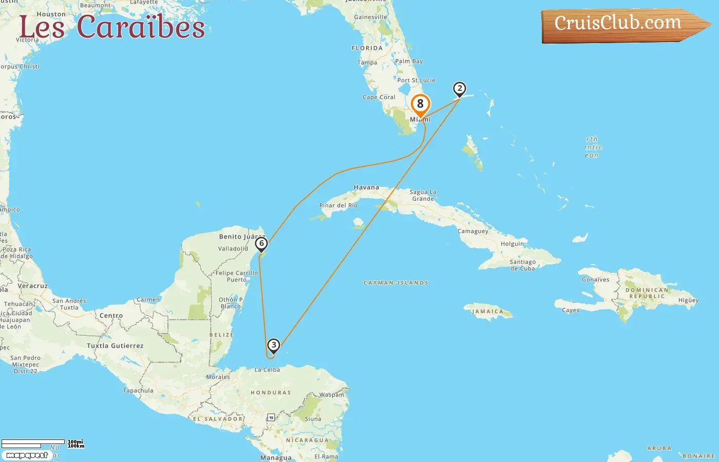 Croisière dans les Caraïbes au départ de Miami à bord du navire Carnival Celebration avec escales aux États-Unis, aux Bahamas, au Honduras et au Mexique pendant 8 jours