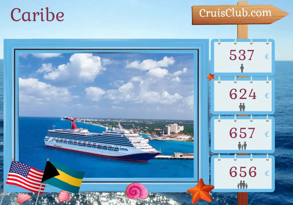 Crucero por el Caribe desde Miami a bordo del barco Carnival Conquest con visitas a Estados Unidos y Bahamas durante 5 días