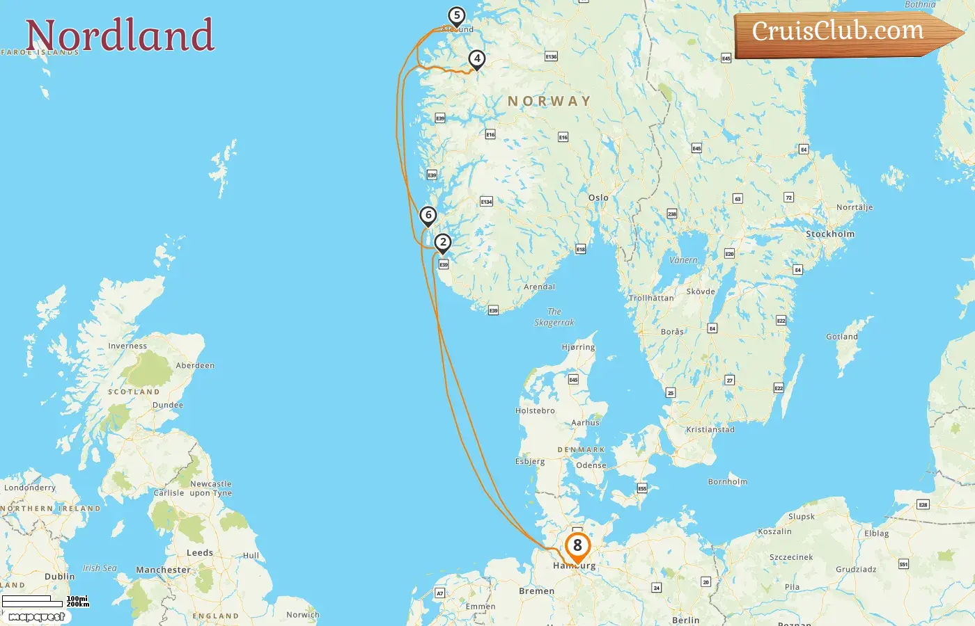 Crucero por el Norte desde Hamburgo a bordo del barco AIDAperla con visitas a Alemania y Noruega durante 8 días