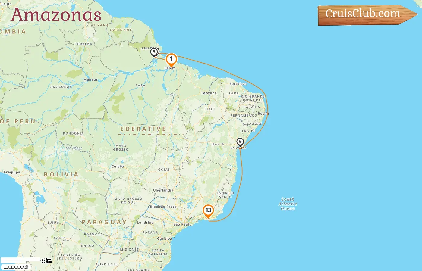 Croisière en Amazonie de Belém à Rio de Janeiro à bord du navire Seabourn Venture avec des visites au Brésil pendant 13 jours