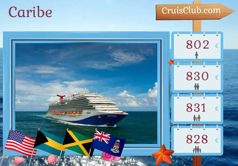 Crucero en el Caribe desde Miami a bordo del Carnival Horizon con visitas a Estados Unidos, Bahamas, Jamaica e Islas Caimán por 7 días