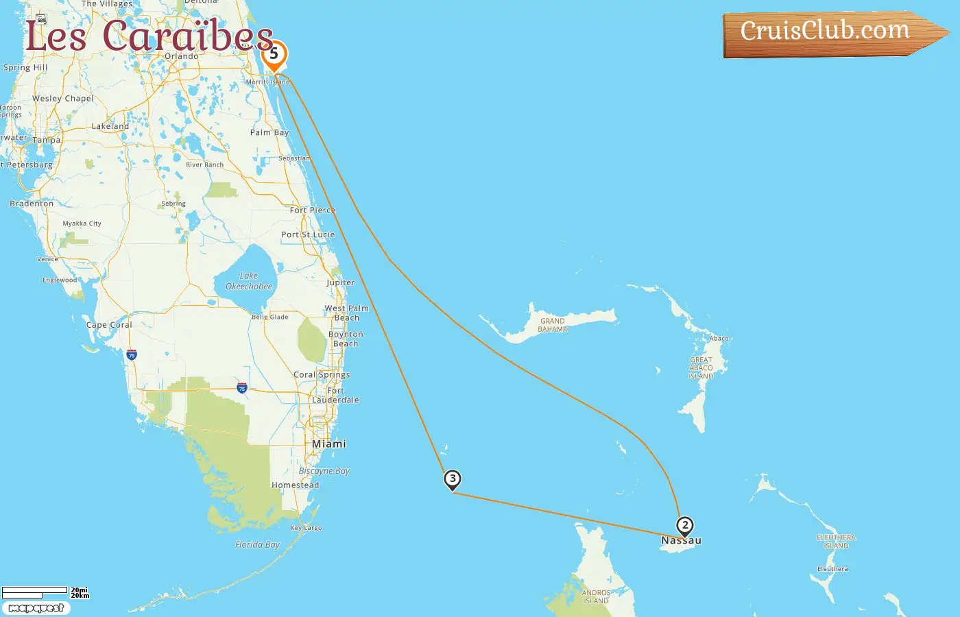 Croisière dans les Caraïbes au départ de Port Canaveral / Orlando à bord du navire MSC Seashore avec des escales aux États-Unis et aux Bahamas pendant 5 jours