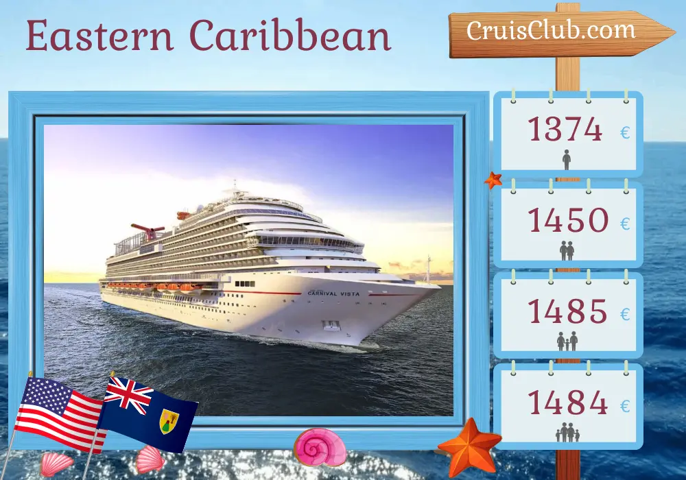 Cruise in the Eastern Caribbean from Port Canaveral / Orlando aboard Carnival Vista ship with visits to USA, Puerto Rico, and Dominican Republic for 9 days