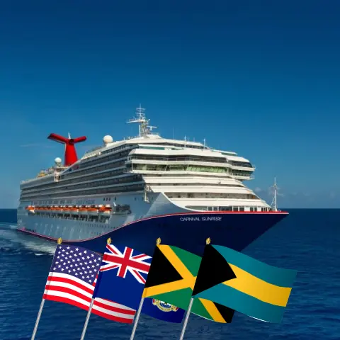 Cruise in the Caribbean from Miami aboard Carnival Sunrise ship with visits to USA, Cayman Islands, Jamaica, and Bahamas for 7 days