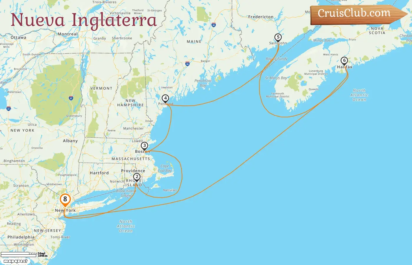 Crucero en Nueva Inglaterra desde Nueva York a bordo del barco Enchanted Princess con visitas a Estados Unidos y Canadá por 8 días