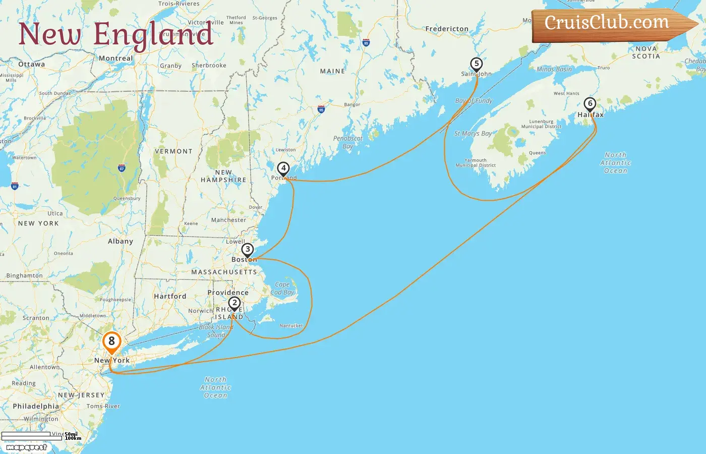 Cruise in the New England from New York aboard Enchanted Princess ship with visits to USA and Canada for 8 days