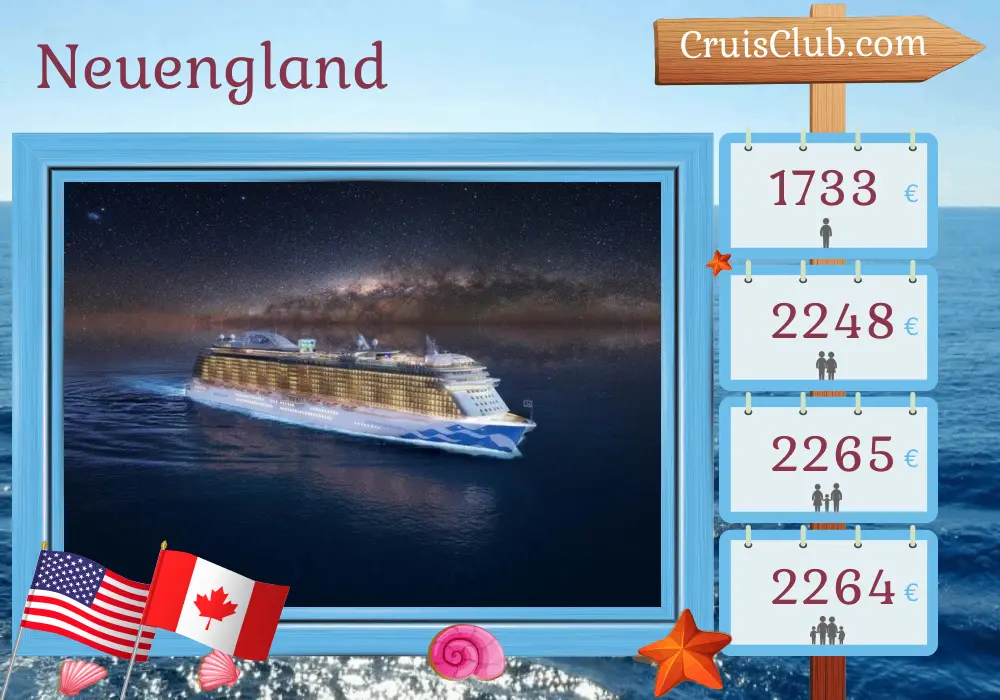 Kreuzfahrt in Neuengland ab New York an Bord des Enchanted Princess-Schiffs mit Besuchen in den USA und Kanada für 8 Tage