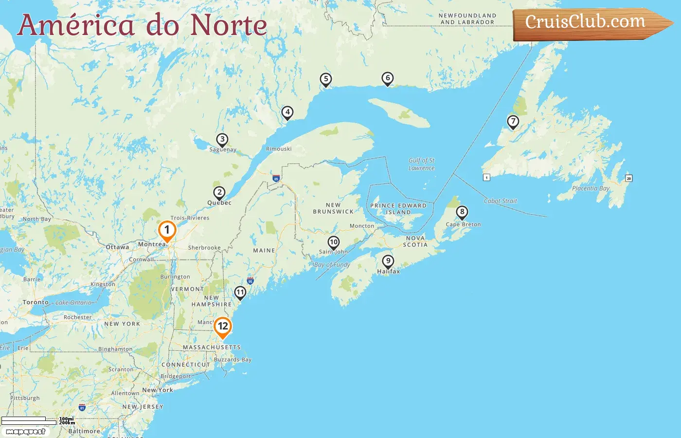 Cruzeiro na América do Norte de Montreal a Boston a bordo do navio Oceania Insignia com visitas ao Canadá e EUA por 12 dias