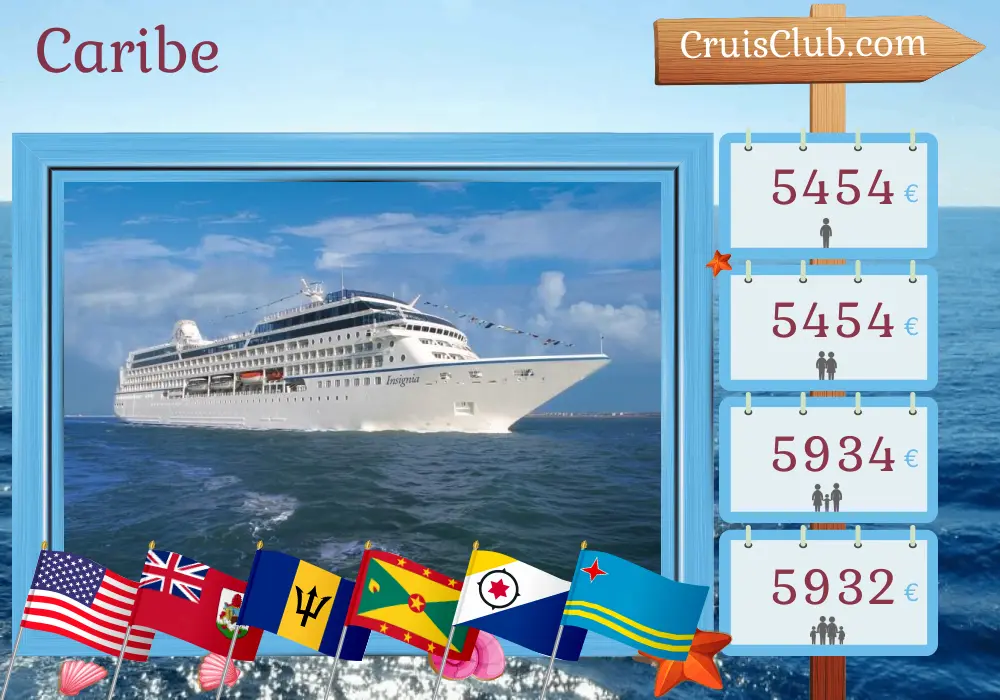 Cruzeiro no Caribe de Boston a Miami a bordo do navio Oceania Insignia com visitas aos Estados Unidos, Bermuda, Saint Barthélemy, Barbados, Grenada e Aruba por 17 dias