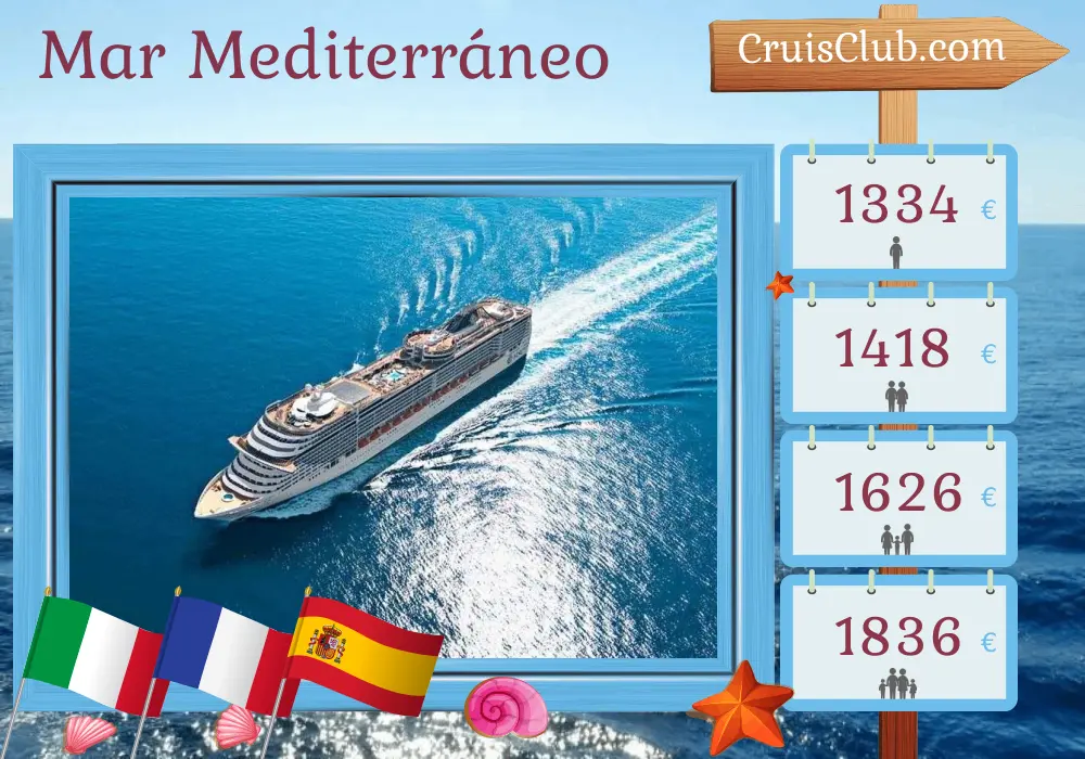 Crucero por el Mediterráneo desde Civitavecchia a bordo del barco MSC Fantasia con visitas a Italia, Francia y España durante 8 días