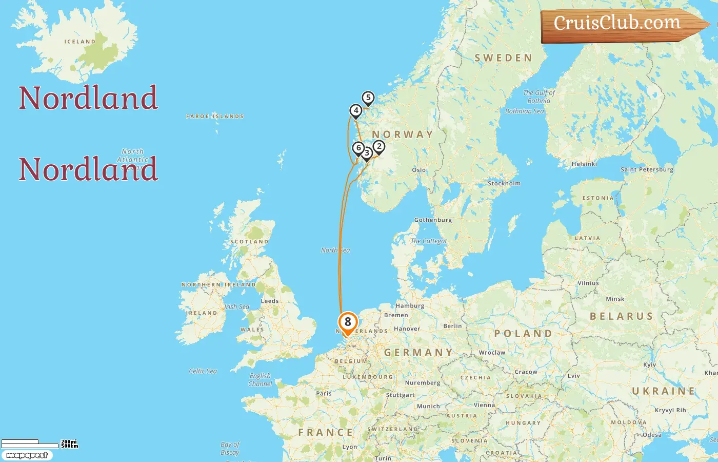 Cruzeiro no Norte a partir de Roterdão a bordo do navio Roterdão com visitas à Noruega por 8 dias