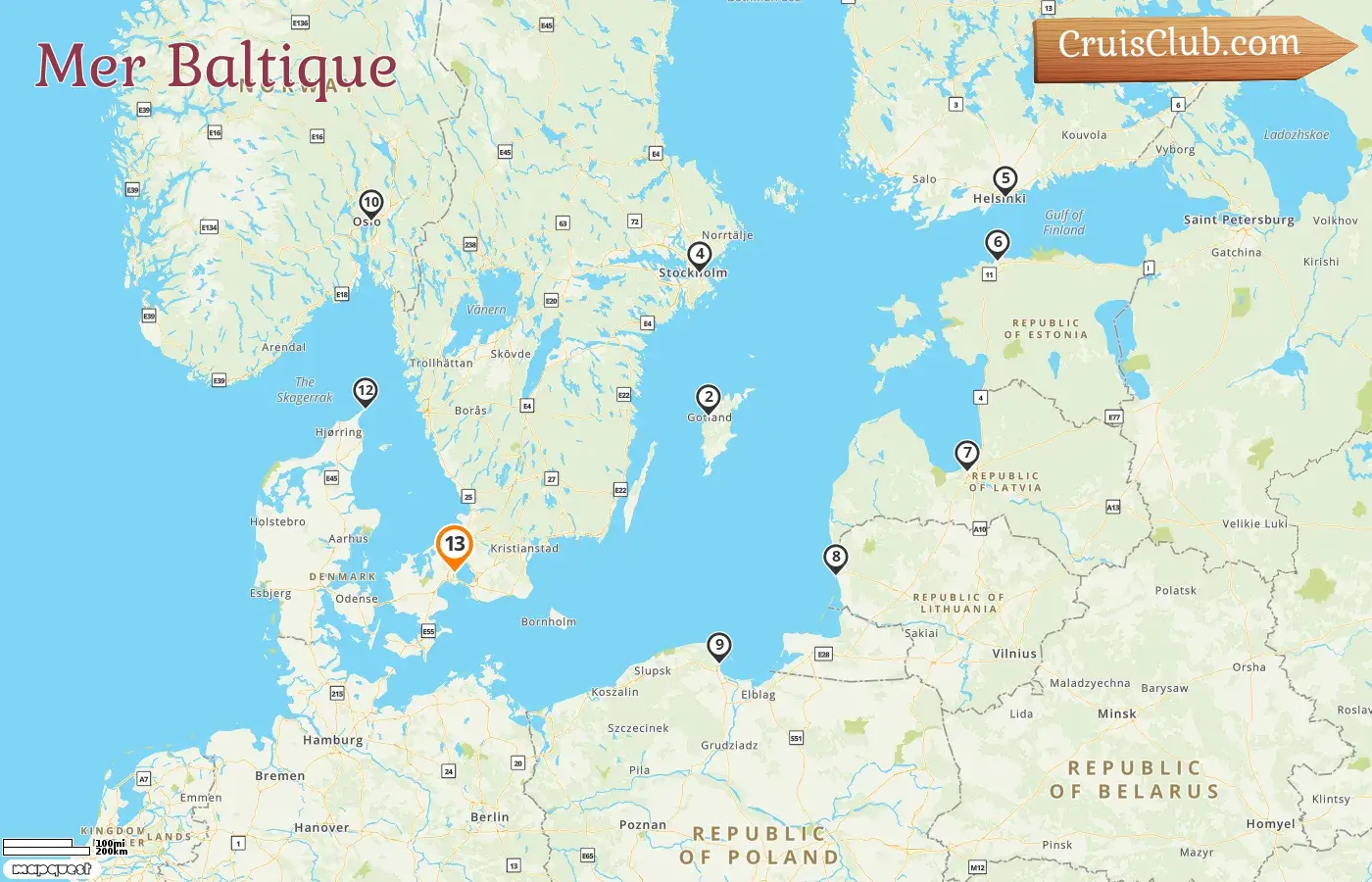 Croisière en mer Baltique au départ de Copenhague à bord du navire Caribbean Princess avec des visites au Danemark, en Suède, en Finlande, en Estonie, en Lettonie, en Lituanie, en Pologne et en Norvège pendant 13 jours