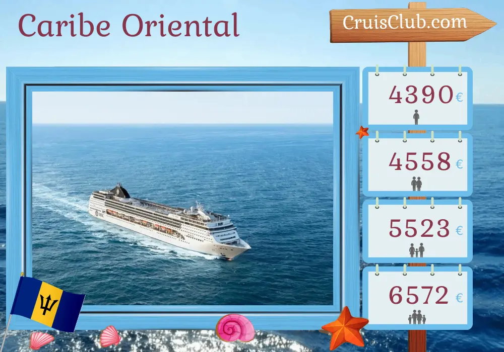 Crucero por el Caribe Oriental desde Bridgetown a bordo del barco MSC Opera con visitas a Barbados, Islas Vírgenes Británicas y República Dominicana durante 15 días