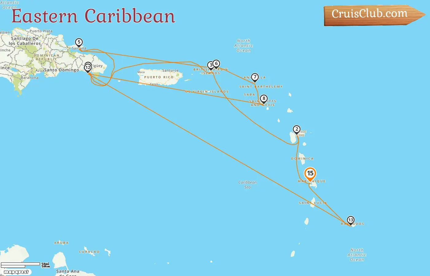 Cruise in the Eastern Caribbean from Fort-de-France aboard MSC Opera ship with visits to Guadeloupe, British Virgin Islands, Dominican Republic, and Barbados for 15 days