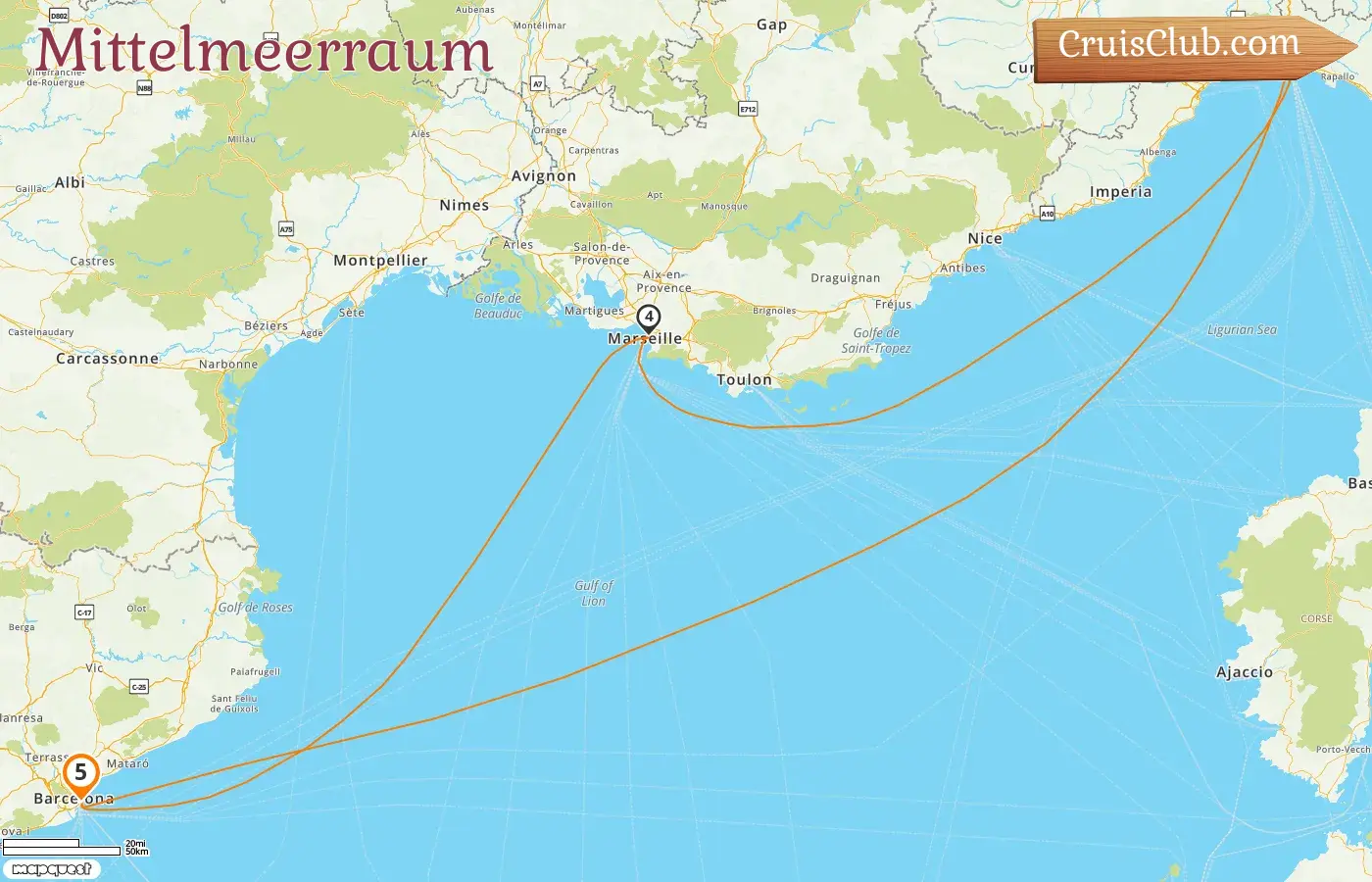 Kreuzfahrt im Mittelmeer ab Barcelona an Bord des MSC Magnifica mit Besuchen in Spanien, Italien und Frankreich für 5 Tage