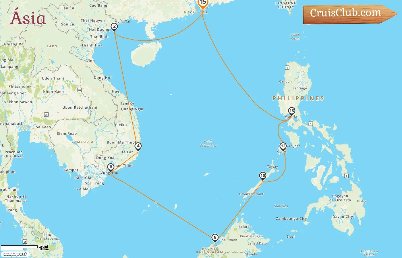 Cruzeiro na Ásia a partir de Hong Kong a bordo do navio Seven Seas Explorer com visitas a Hong Kong, Vietnã, Brunei Darussalam e Filipinas por 15 dias