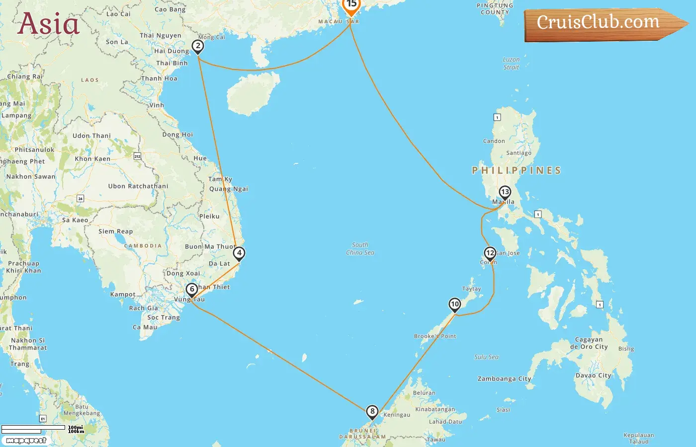 Cruise in the Asia from Hong Kong aboard Seven Seas Explorer ship with visits to Hong Kong, Viet Nam, Brunei Darussalam, and Philippines for 15 days
