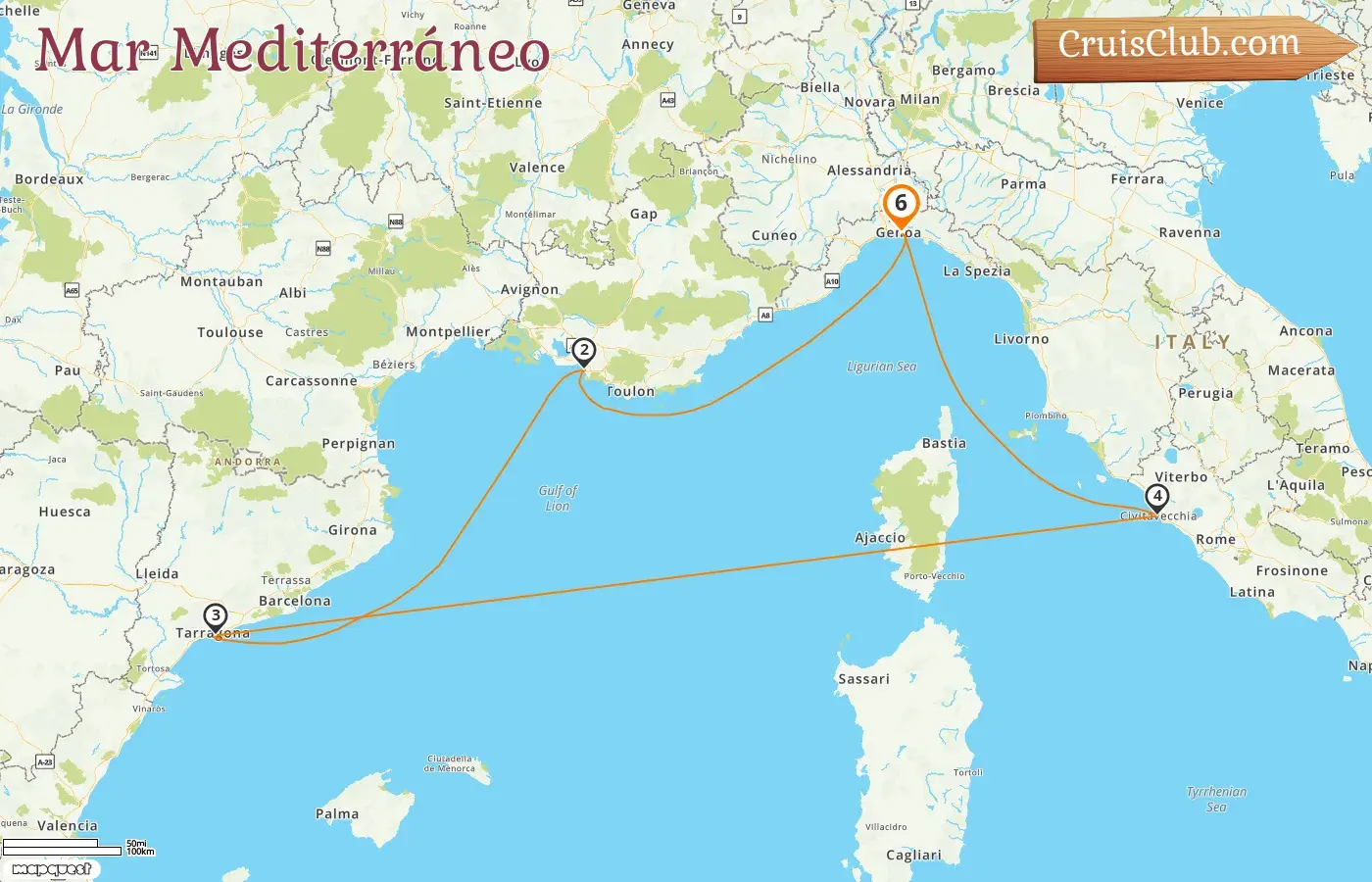 Crucero por el Mediterráneo desde Génova a bordo del barco MSC Magnifica con visitas a Italia, Francia y España por 6 días