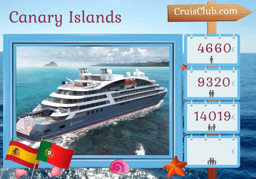 Cruise in the Canary Islands from Santa Cruz de Tenerife to Lisbon aboard Le Lapérouse ship with visits to Spain, Morocco, and Portugal for 10 days