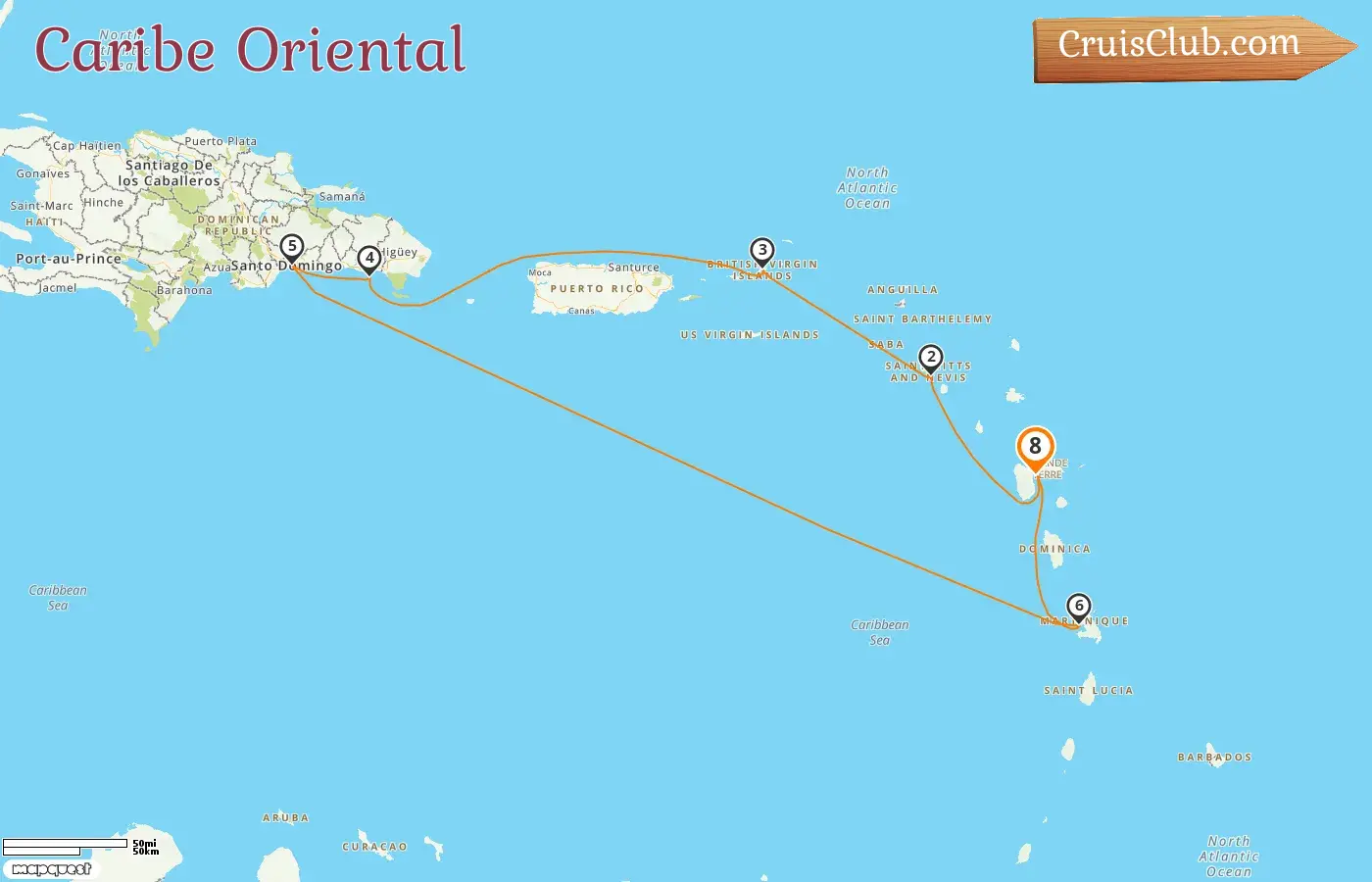 Crucero por el Caribe Oriental desde Pointe-à-Pitre a bordo del barco Costa Favolosa con visitas a Guadalupe y República Dominicana durante 8 días
