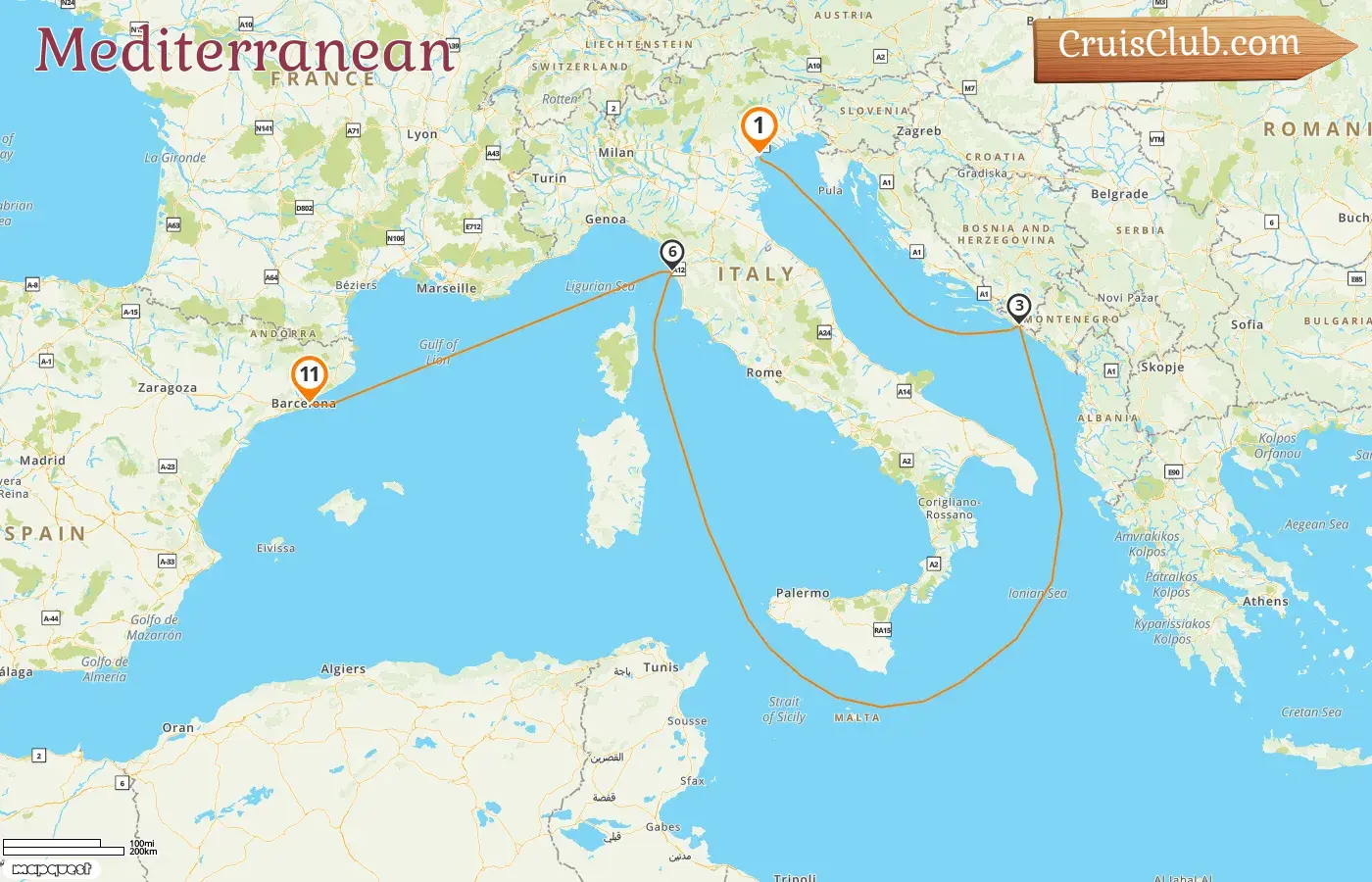 Cruise in the Mediterranean from Fusina to Barcelona aboard Seven Seas Grandeur ship with visits to Italy, Croatia, and Spain for 11 days