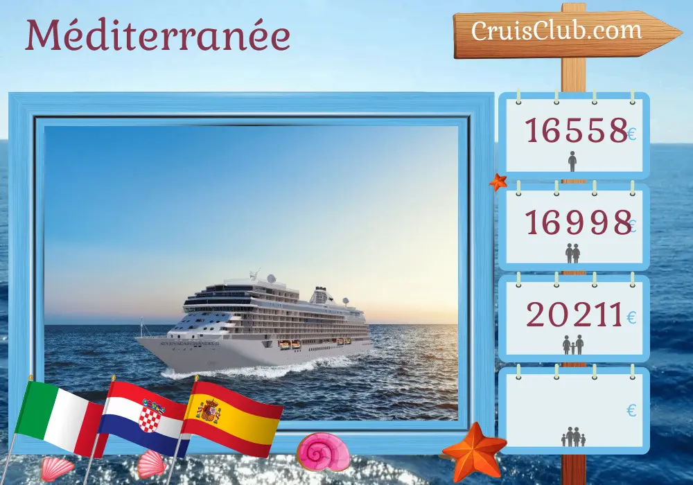 Croisière en Méditerranée de Fusina à Barcelone à bord du navire Seven Seas Grandeur avec des visites en Italie, en Croatie et en Espagne pendant 11 jours