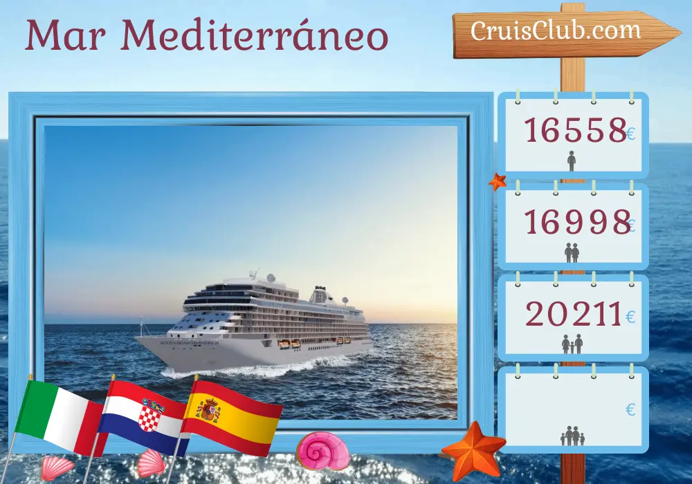 Crucero por el Mediterráneo de Fusina a Barcelona a bordo del barco Seven Seas Grandeur con visitas a Italia, Croacia y España durante 11 días