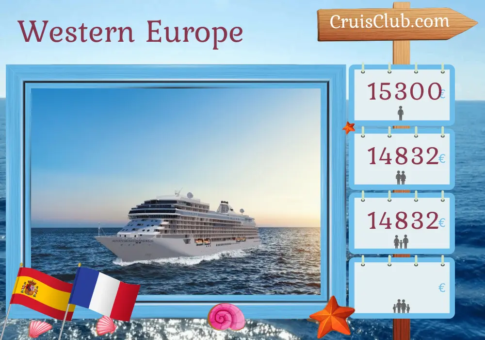 Cruise in the Western Europe from Lisbon aboard Seven Seas Grandeur ship with visits to Spain and France for 11 days