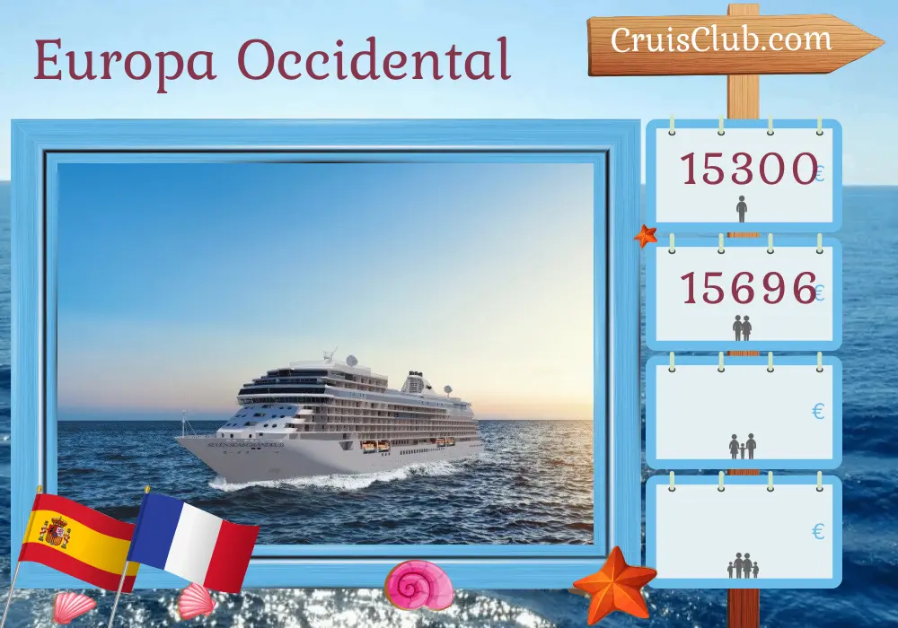Crucero por Europa Occidental desde Lisboa a bordo del barco Seven Seas Grandeur con visitas a España y Francia durante 11 días