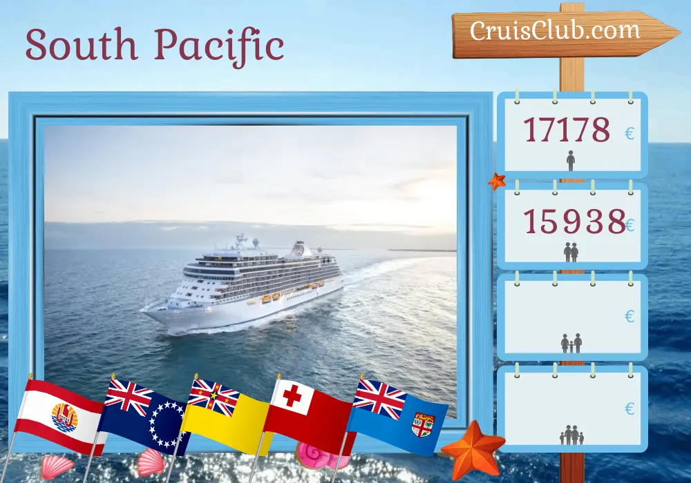 Cruise in the South Pacific from Papeete to Lautoka aboard Seven Seas Splendor ship with visits to French Polynesia, Cook Islands, Niue, Tonga, and Fiji for 12 days
