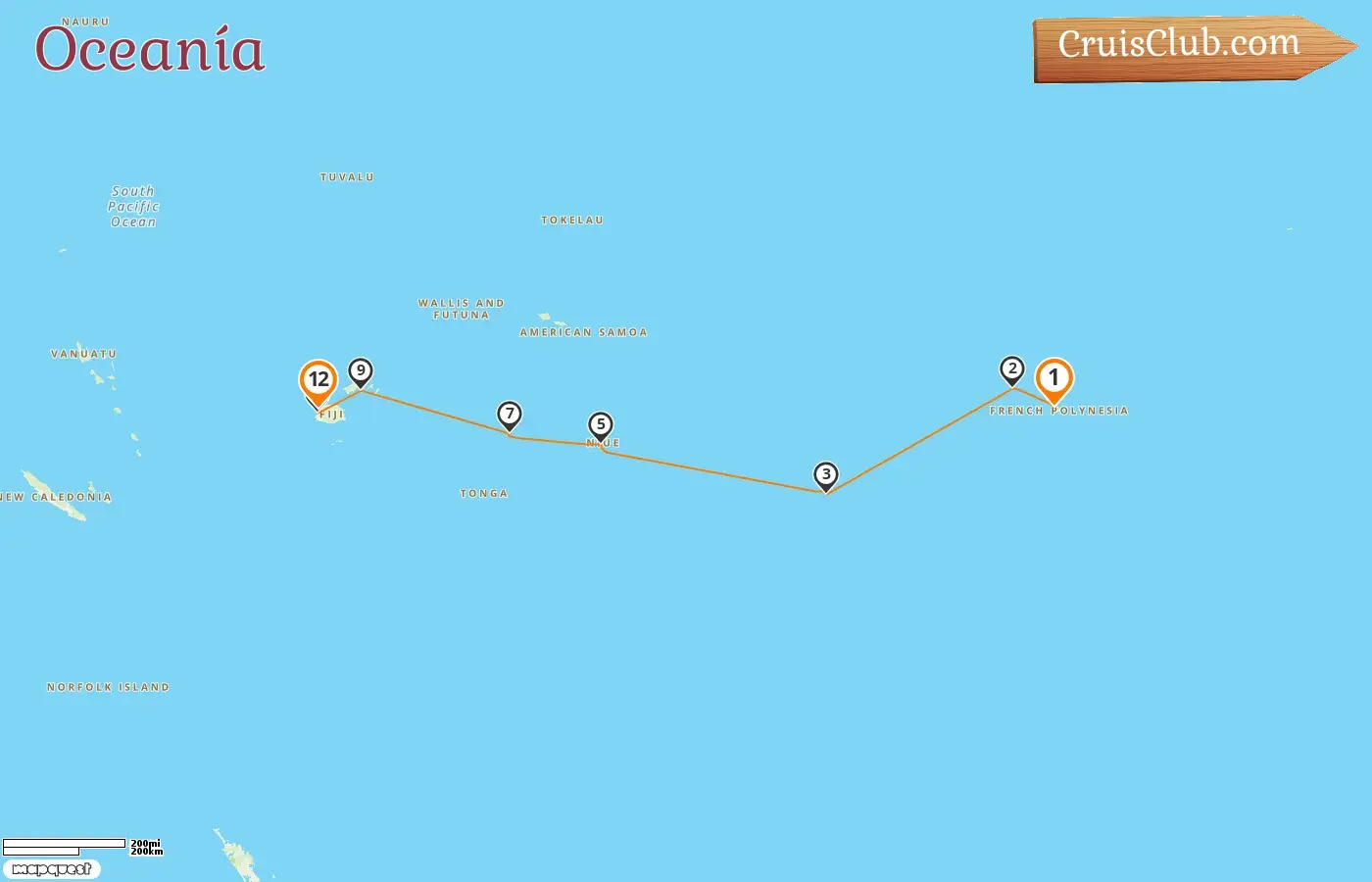 Crucero en el Pacífico Sur de Papeete a Lautoka a bordo del barco Seven Seas Splendor con visitas a Polinesia Francesa, Islas Cook, Niue, Tonga y Fiji durante 12 días