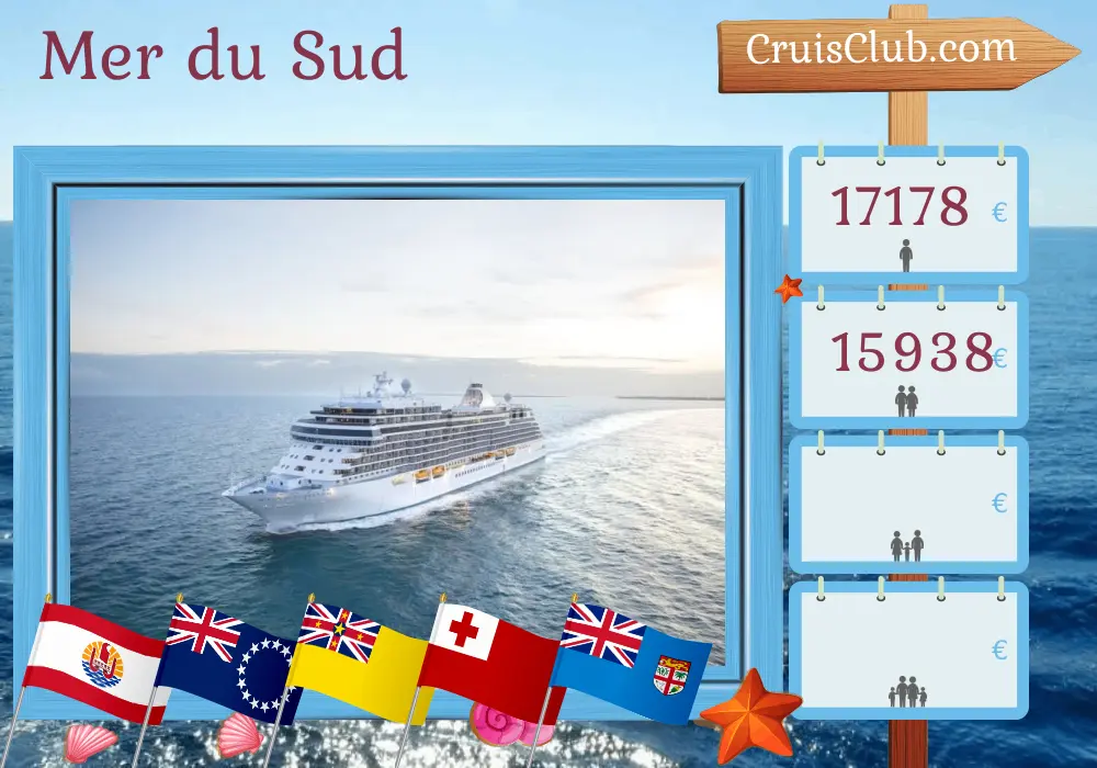 Croisière dans le Pacifique Sud de Papeete à Lautoka à bord du navire Seven Seas Splendor avec des visites en Polynésie française, aux îles Cook, à Niue, aux Tonga et aux Fidji pour 12 jours