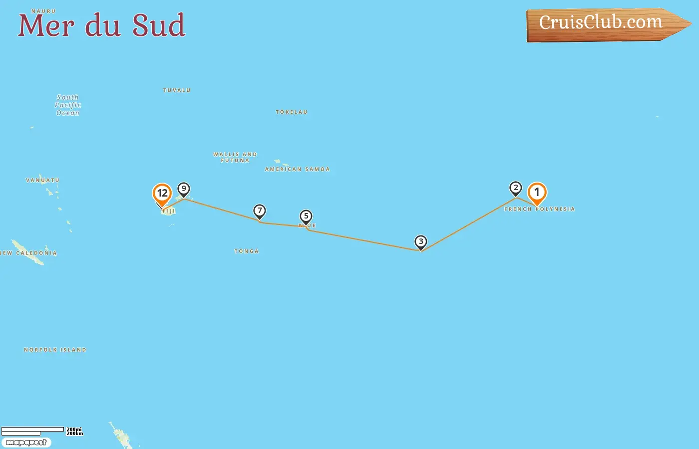 Croisière dans le Pacifique Sud de Papeete à Lautoka à bord du navire Seven Seas Splendor avec des visites en Polynésie française, aux îles Cook, à Niue, aux Tonga et aux Fidji pour 12 jours
