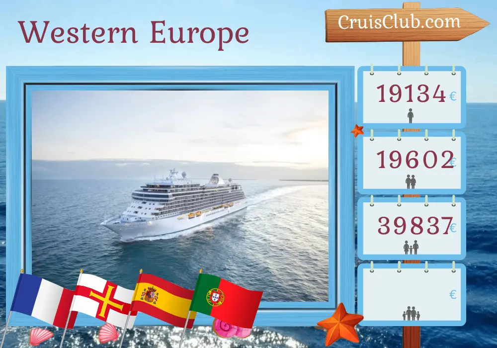 Cruise in the Western Europe from Southampton to Lisbon aboard Seven Seas Splendor ship with visits to France, Guernsey, Spain, and Portugal for 14 days
