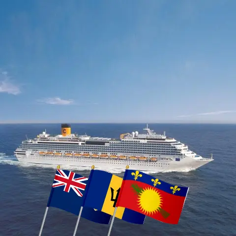 Cruise in the Eastern Caribbean from La Romana aboard Costa Fascinosa ship with visits to Dominican Republic, Saint Vincent and the Grenadines, Barbados, and Guadeloupe for 15 days