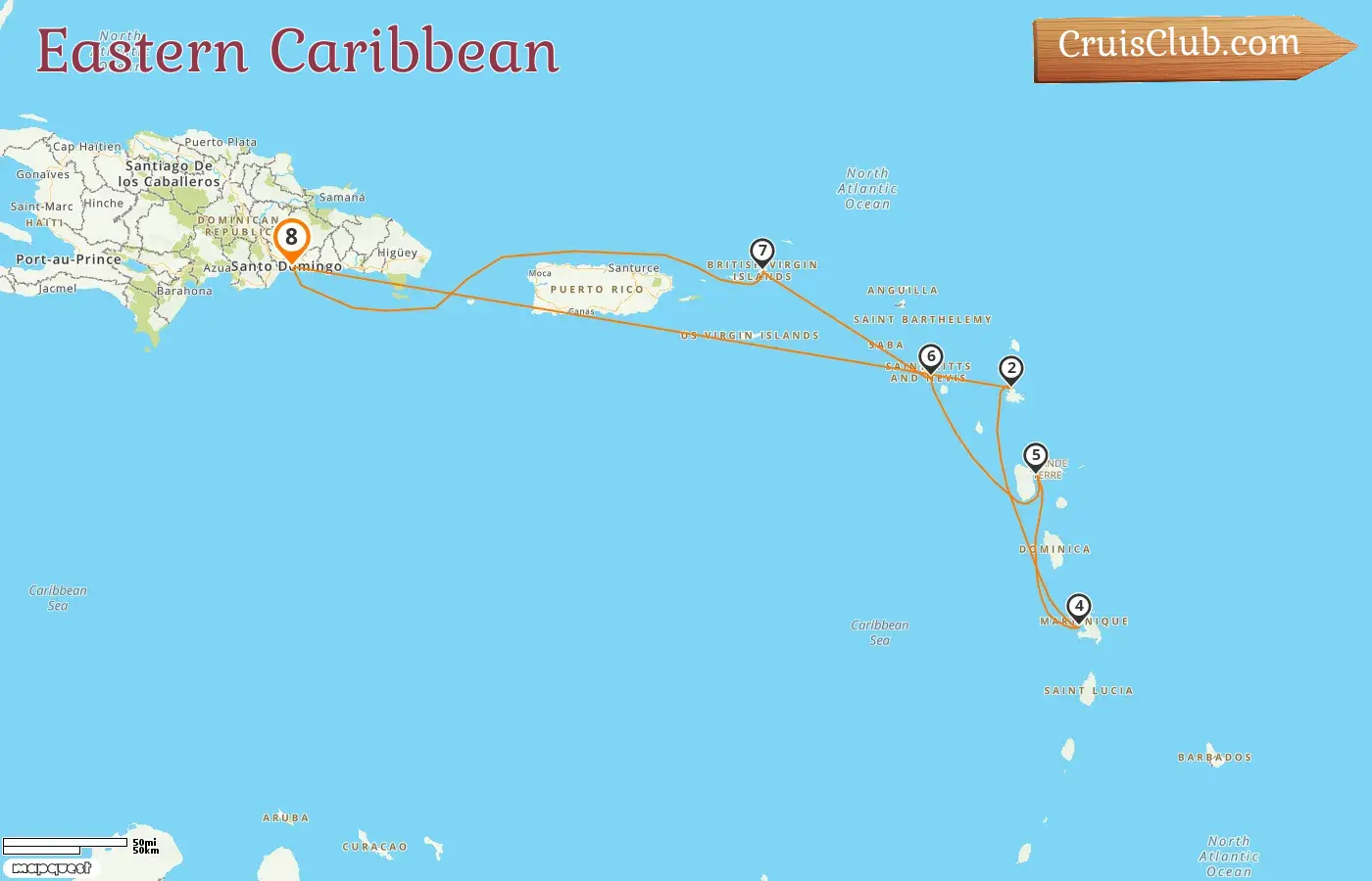 Cruise in the Eastern Caribbean from Saint Dominic aboard Costa Favolosa ship with visits to Guadeloupe for 8 days