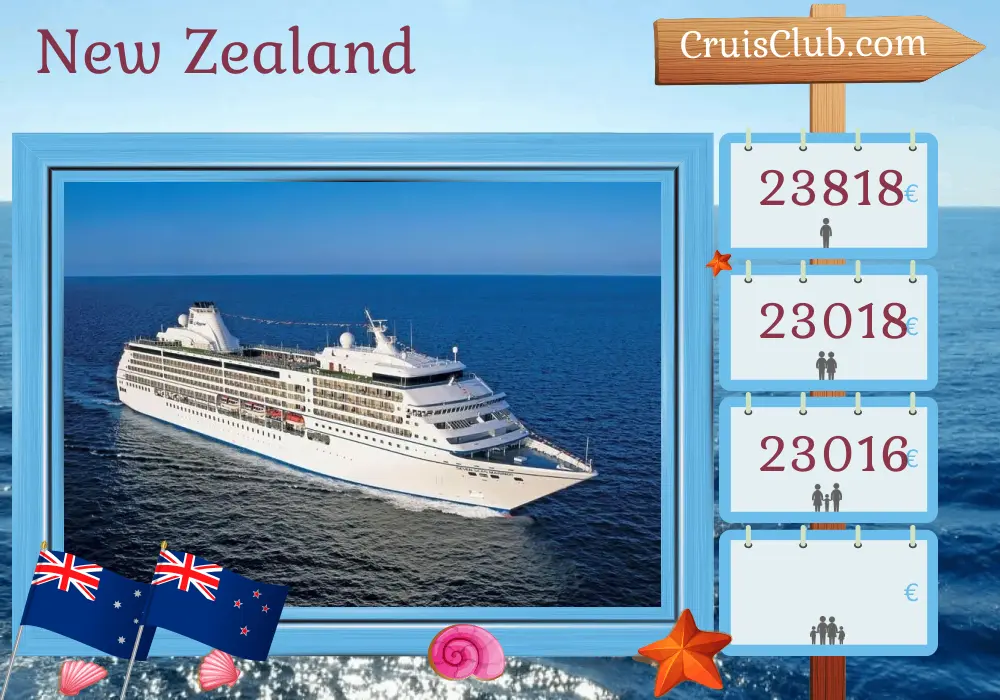 Cruise in the New Zealand from Sydney to Auckland aboard Seven Seas Mariner ship with visits to Australia and New Zealand for 15 days