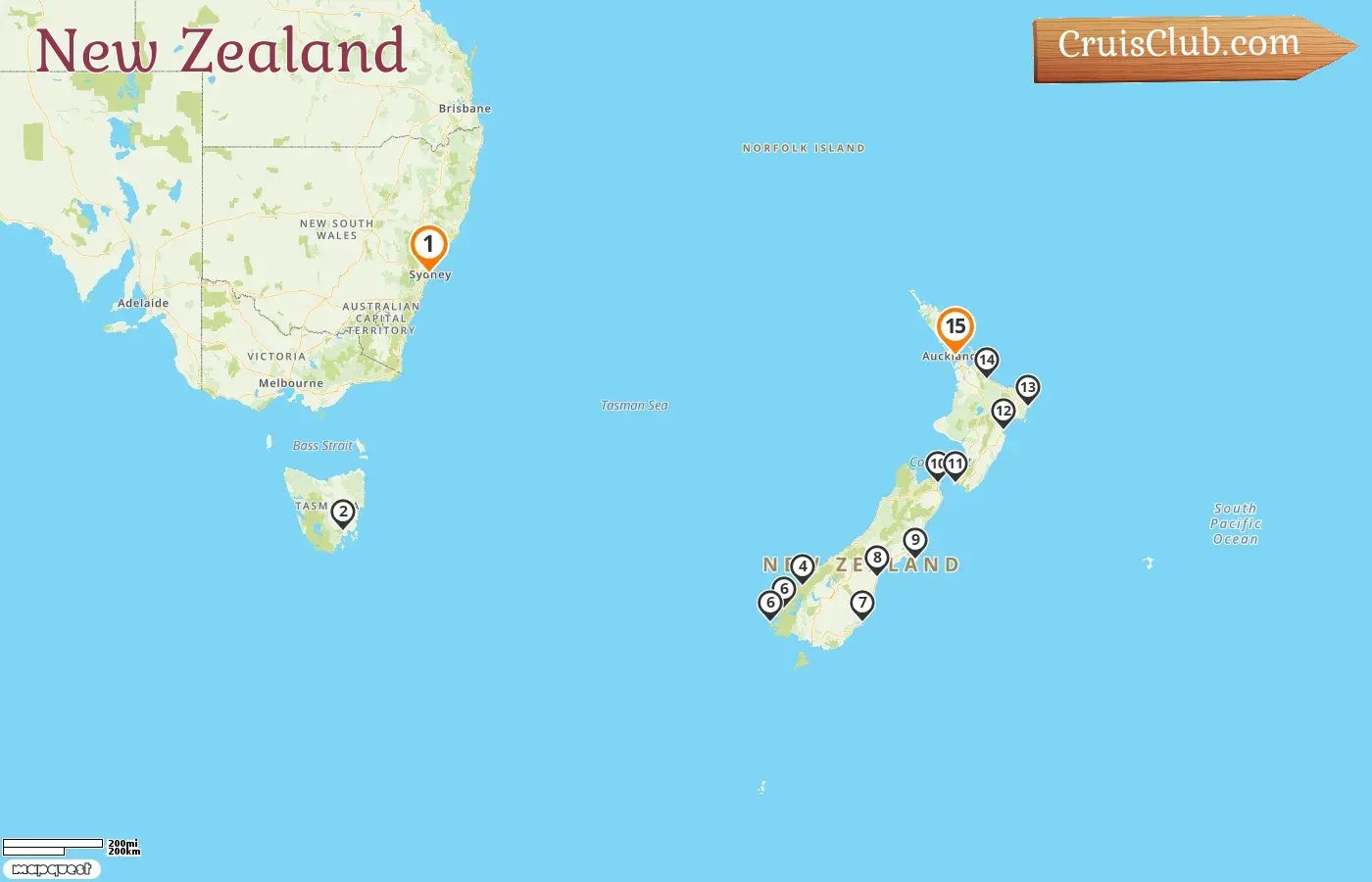 Cruise in the New Zealand from Sydney to Auckland aboard Seven Seas Mariner ship with visits to Australia and New Zealand for 15 days