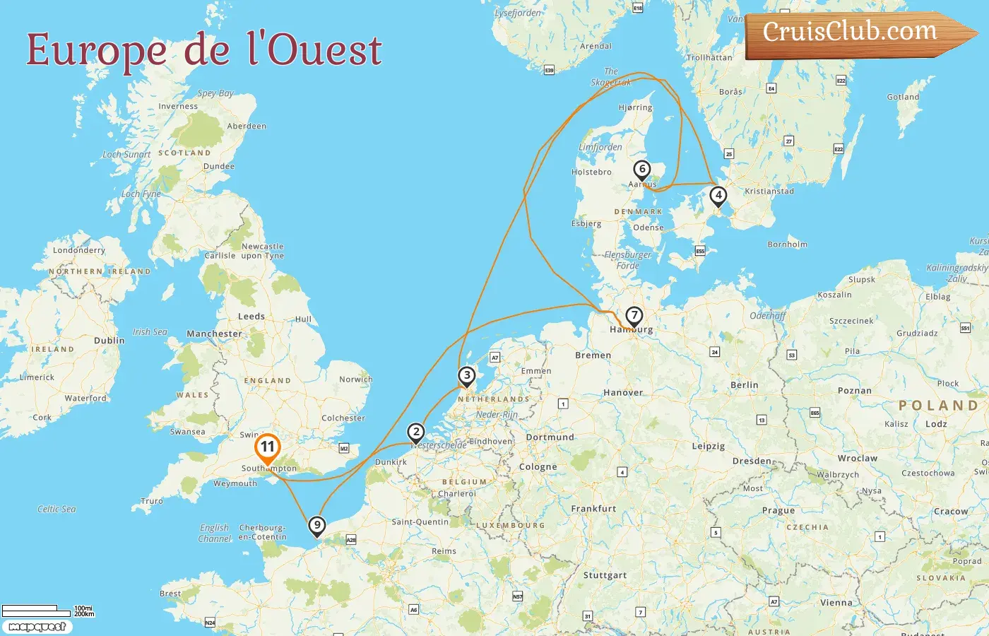 Croisière en Europe de l`Ouest au départ de Southampton à bord du navire Majestic Princess avec des visites en Belgique, aux Pays-Bas, au Danemark, en Allemagne et en France pendant 11 jours