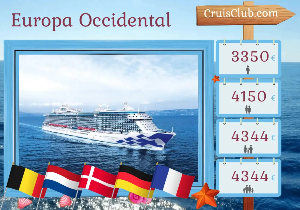 Crucero por Europa Occidental desde Southampton a bordo del barco Majestic Princess con visitas a Bélgica, Países Bajos, Dinamarca, Alemania y Francia durante 11 días